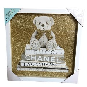 🆕 Oliver Gal Teddy Bear Gucci Chanel FAO Schwarz Louboutin Framed Nursery Art